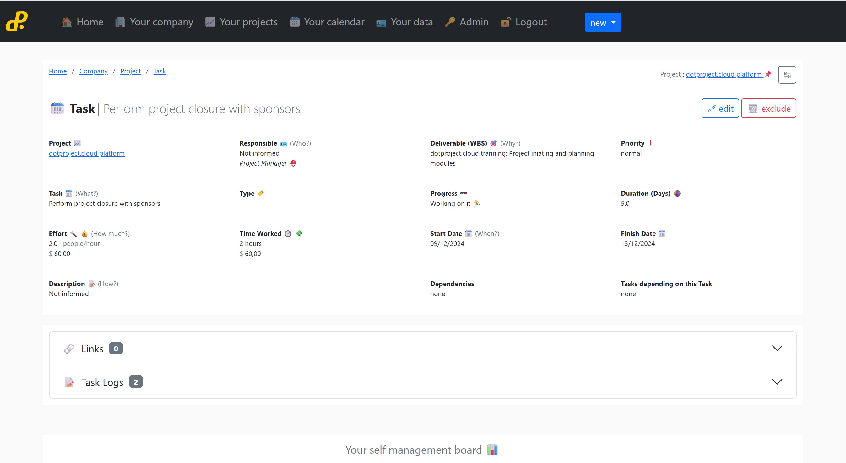Worklog and time tracking